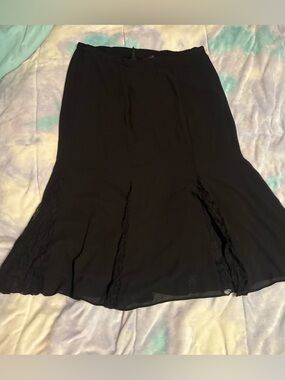 Scarlett Black A-Line Midi Skirt with Lace Panels